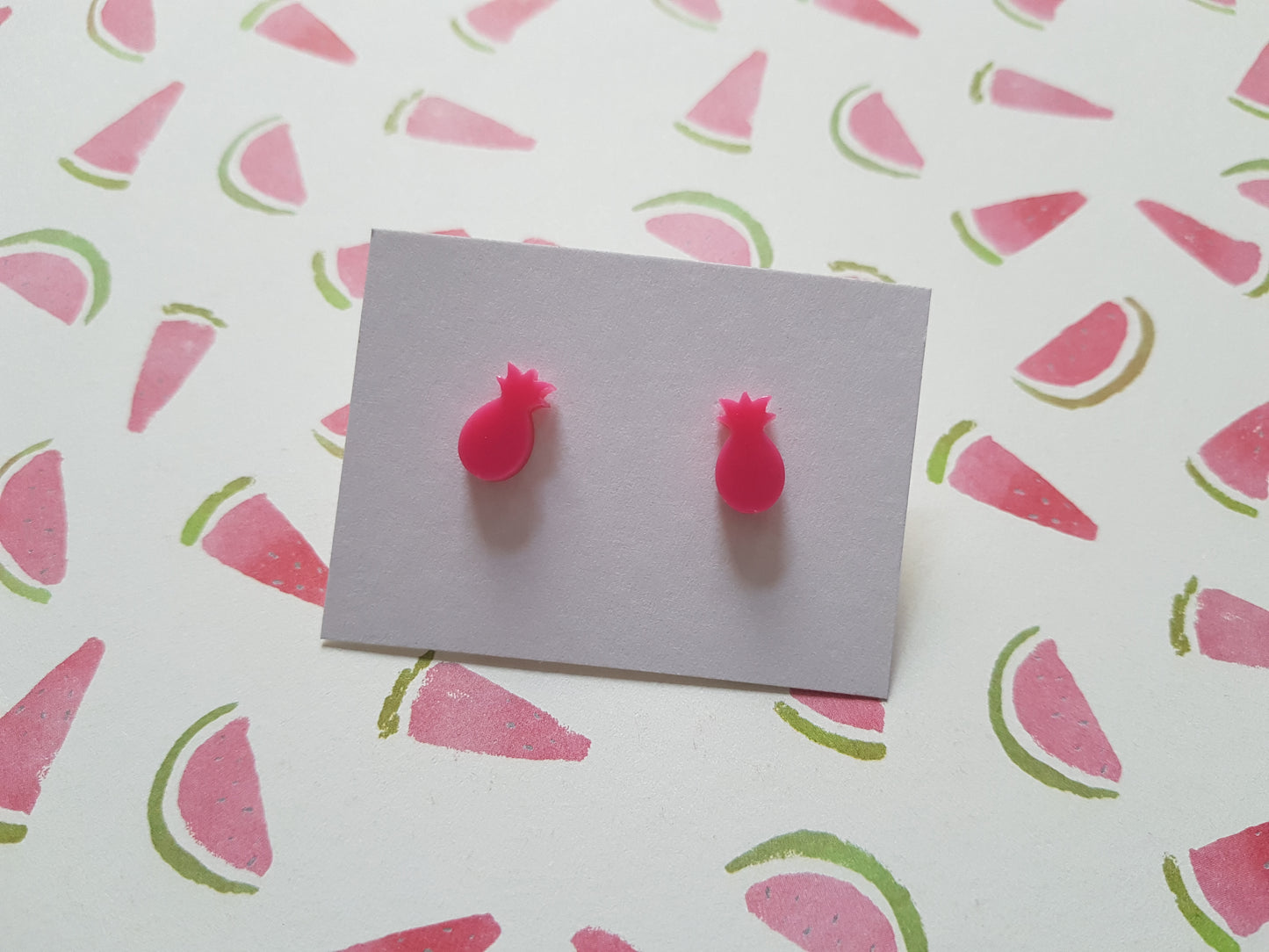 pineapple stud earrings - pink