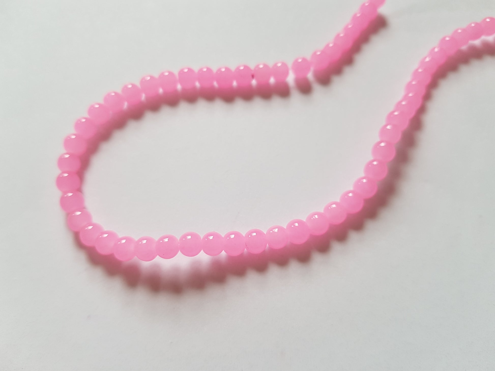 4mm imitation jade glass beads - pink