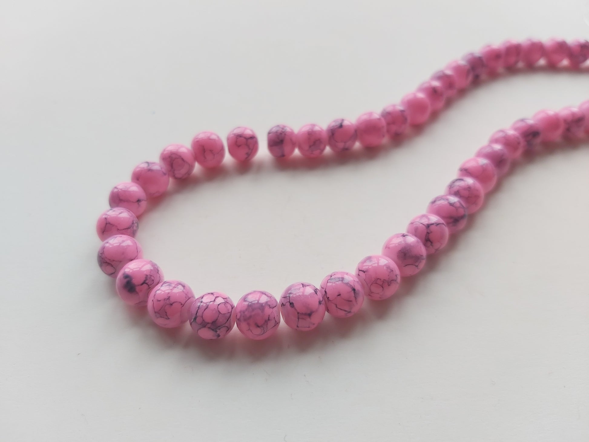 8mm mottled glass beads - pink