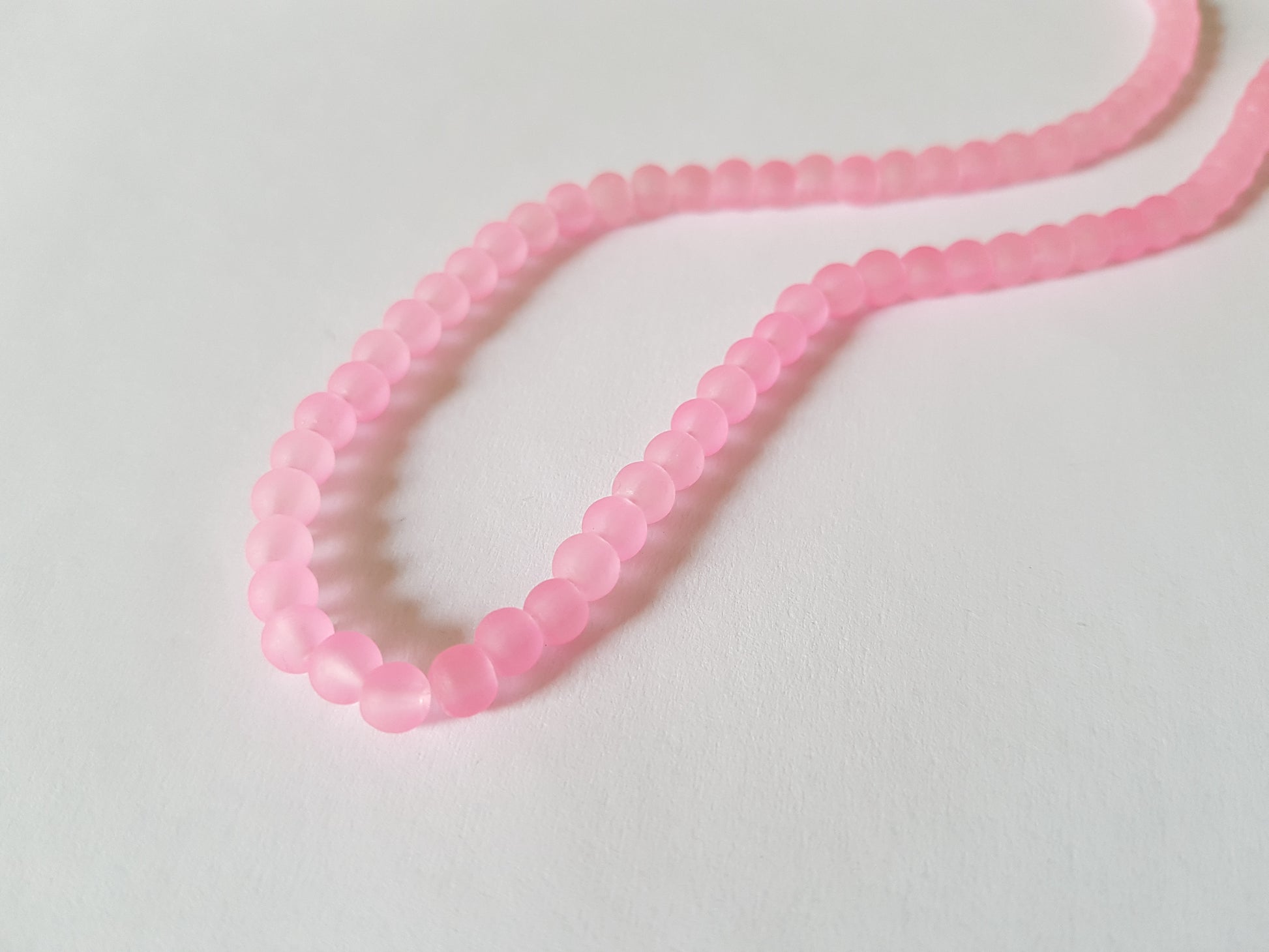 4mm frosted glass beads - pink