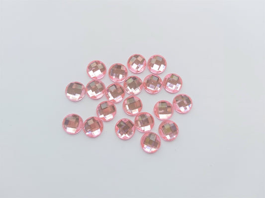 10mm acrylic rhinestones - faceted round - pink 