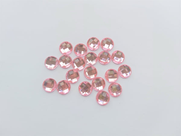 10mm acrylic rhinestones - faceted round - pink 