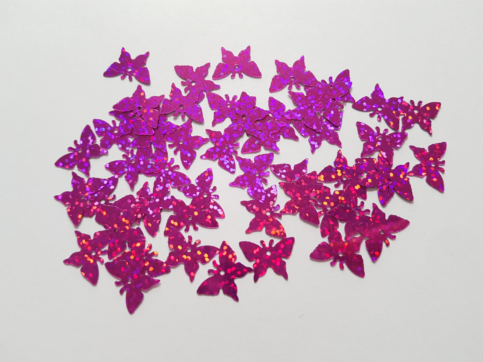 17mm holographic butterfly sequins - pink