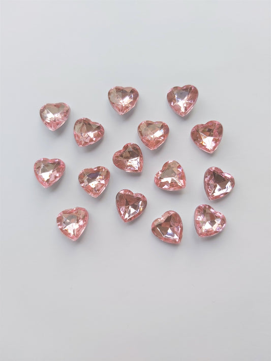 12mm acrylic heart rhinestones - pink