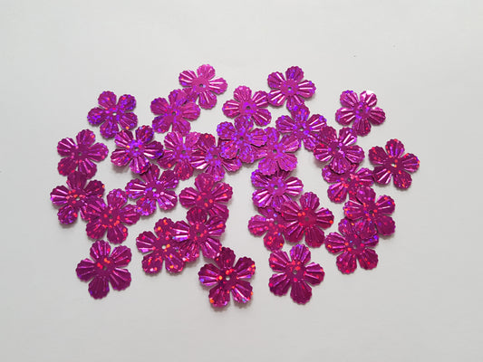 19mm holographic flower sequins - pink