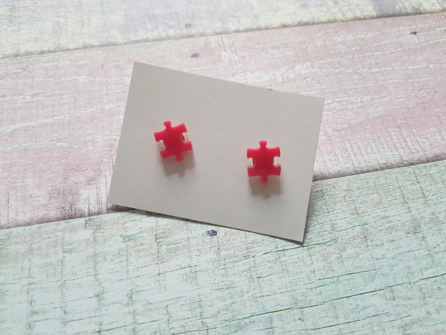 jigsaw stud earrings - pink