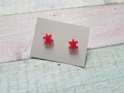 jigsaw stud earrings - pink