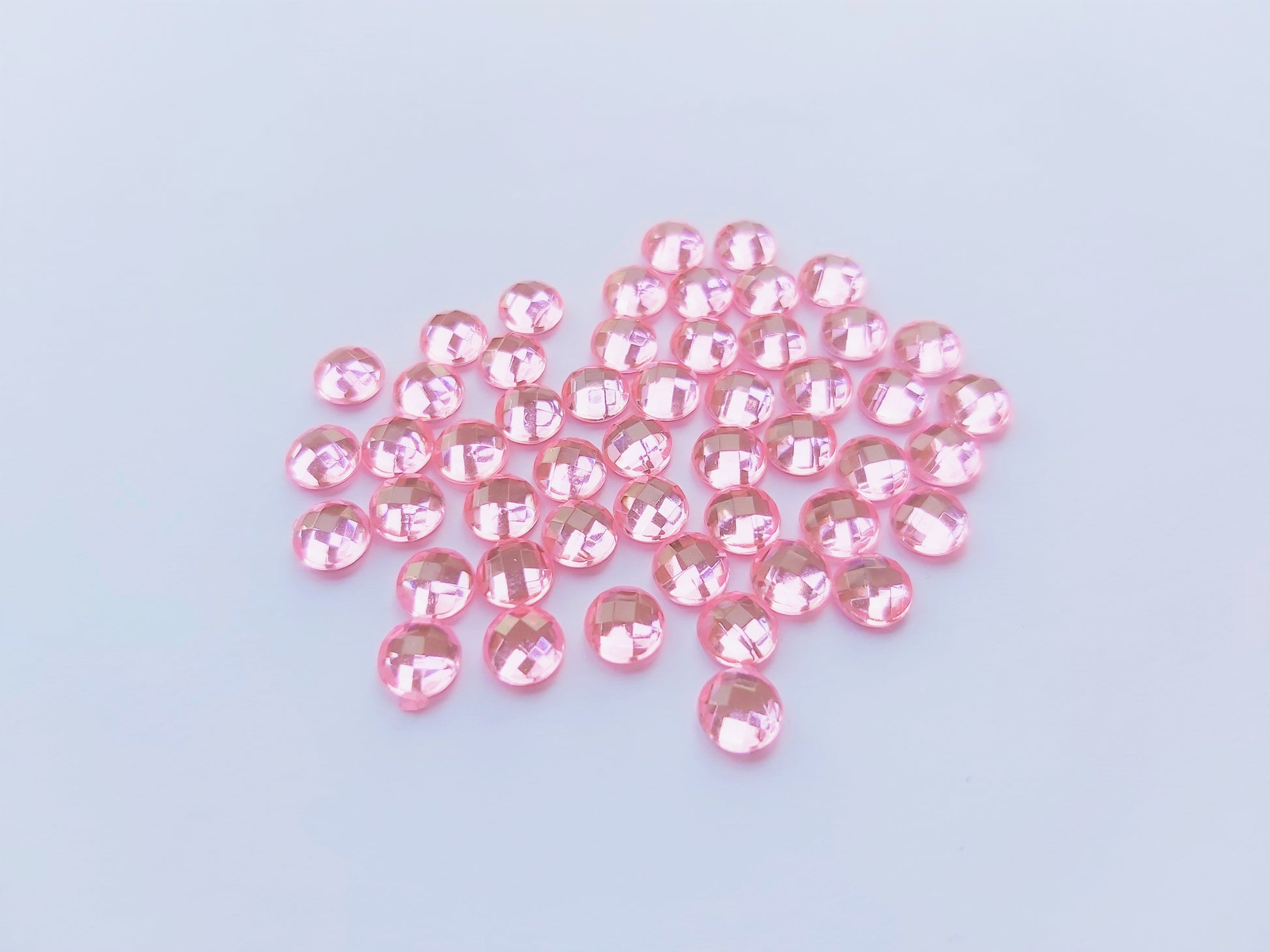 6mm acrylic rhinestones - faceted round - pink