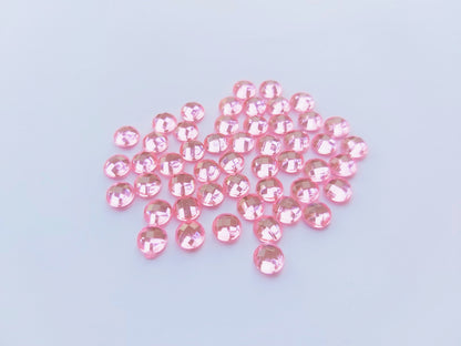 6mm acrylic rhinestones - faceted round - pink