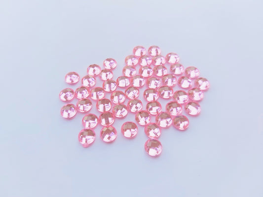 6mm acrylic rhinestones - faceted round - pink