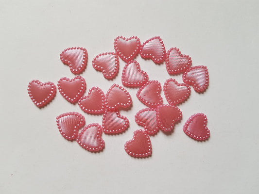 14mm acrylic pearl heart cabochons - pink