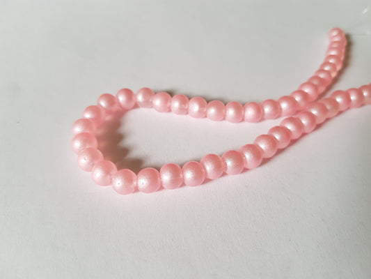 6mm pastel glass round beads - pink