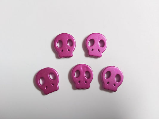 21mm metallic acrylic skull beads - pink