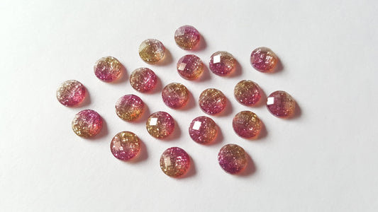 faceted glitter cabochons - pink & yellow