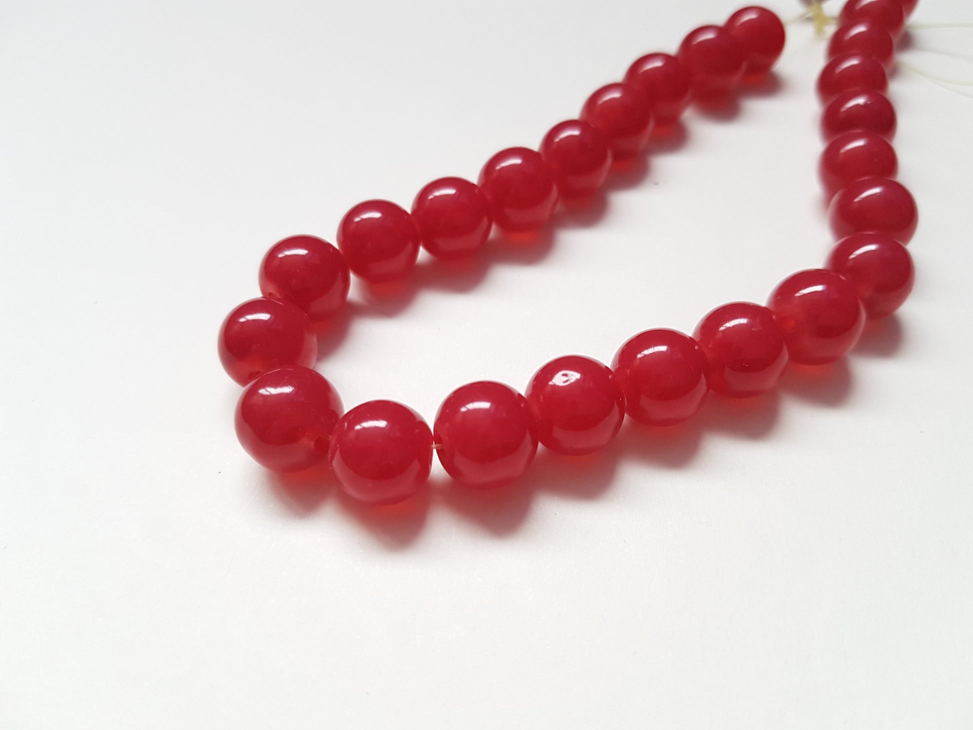 10mm imitation jade glass beads - pinky red