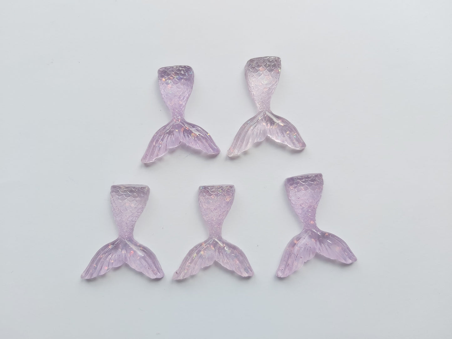 33mm resin mermaid tail cabochons - purple