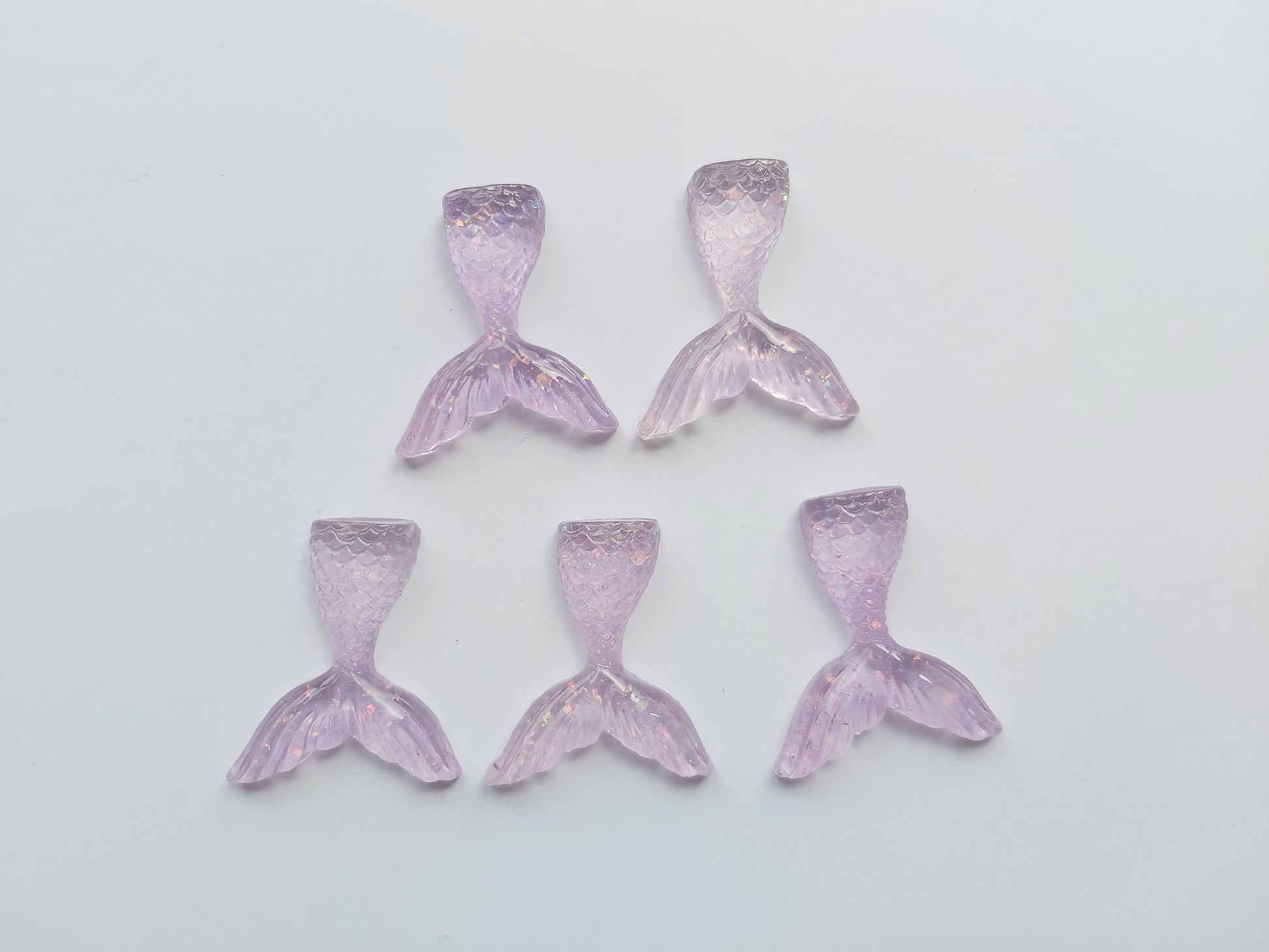 33mm resin mermaid tail cabochons - purple