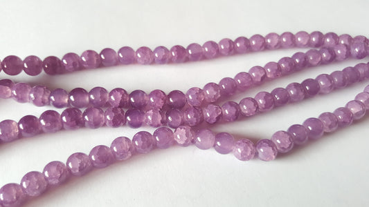 8mm imitation jade crackle glass beads - purple