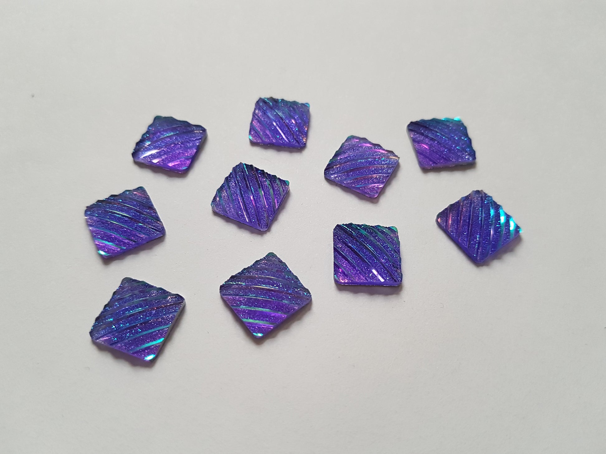 glitter square cabochons - purple