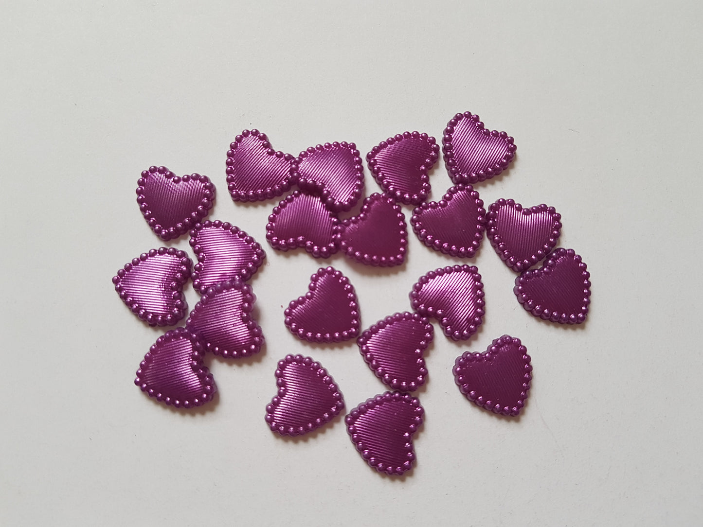 14mm acrylic pearl heart cabochons - purple