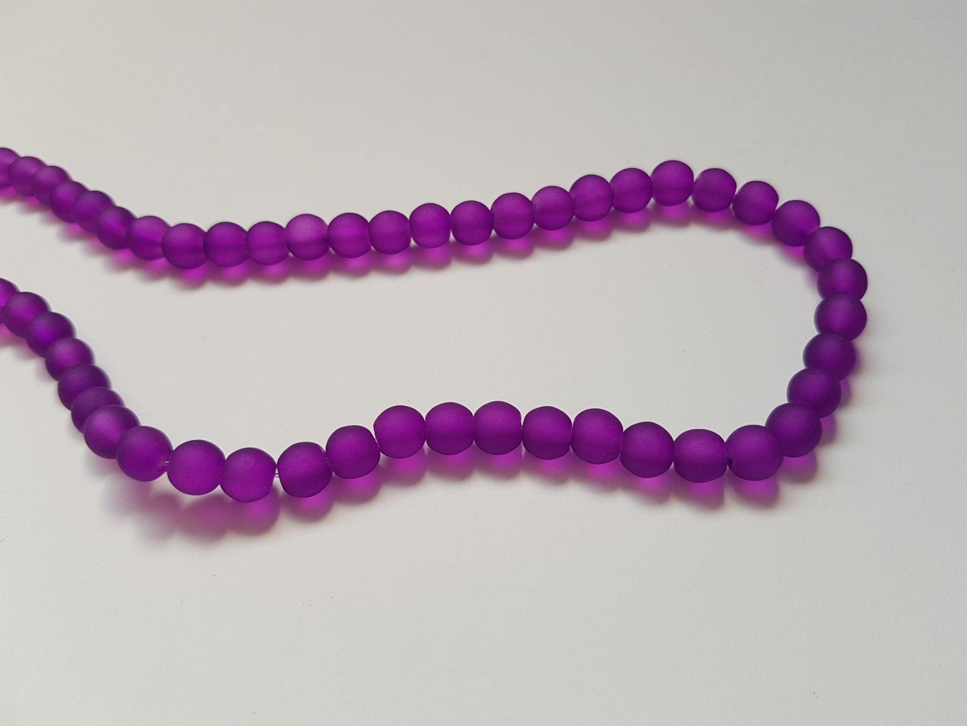 6mm frosted glass beads - purple