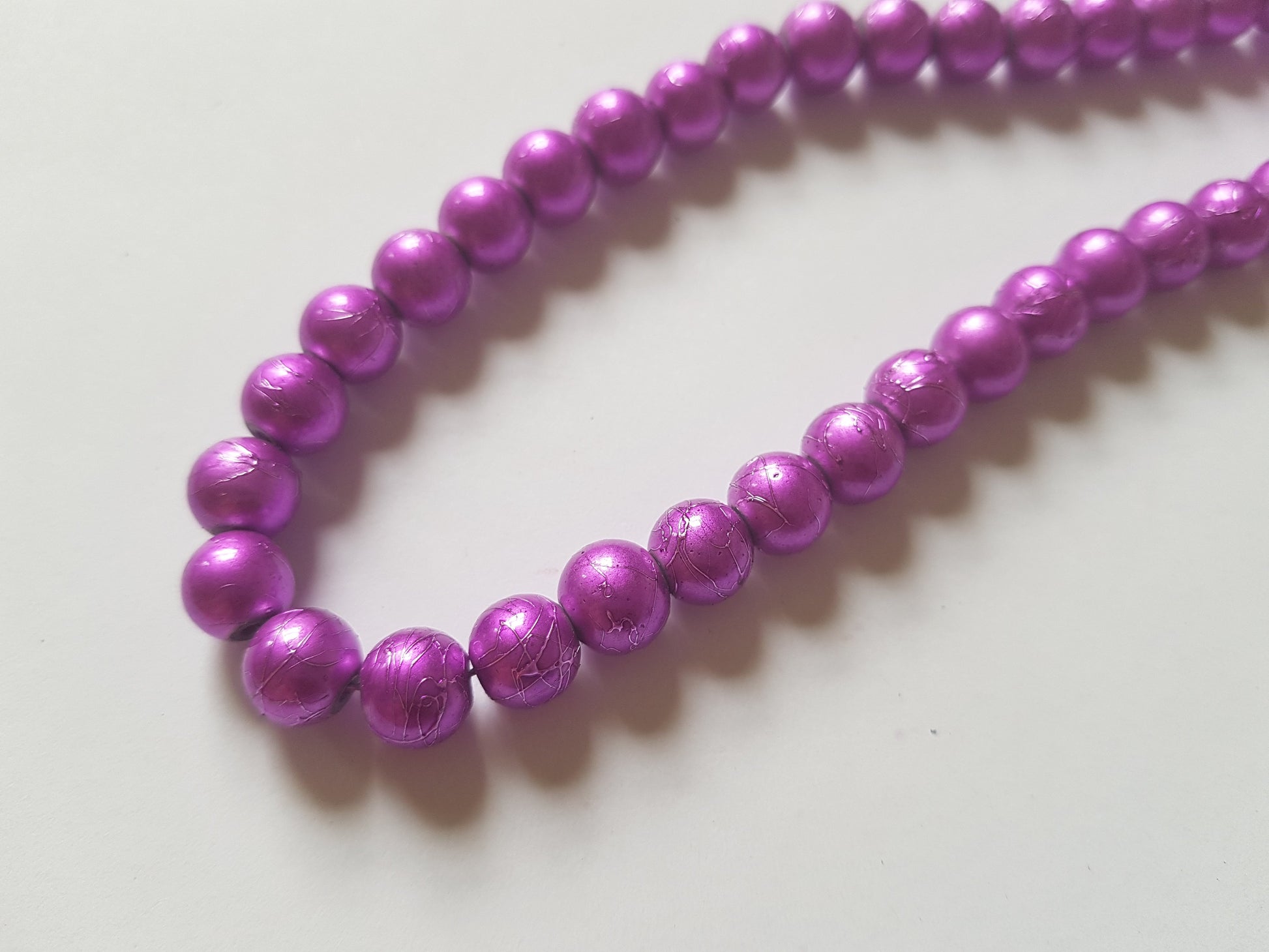 8mm metallic drawbench glass beads - purple