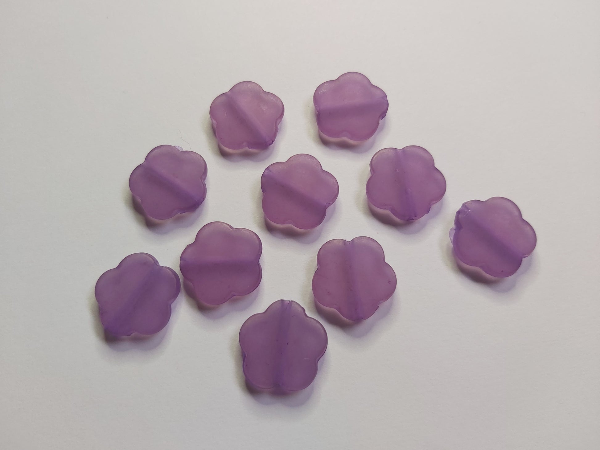 18mm frosted acrylic flower beads - purple