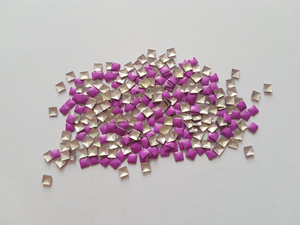 3mm square studs - purple