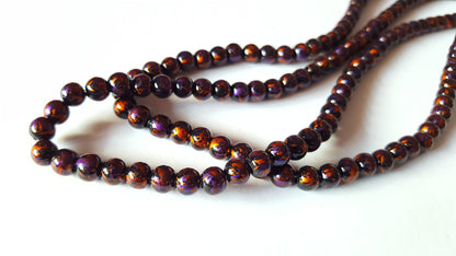 6mm painted baked glass beads - purple