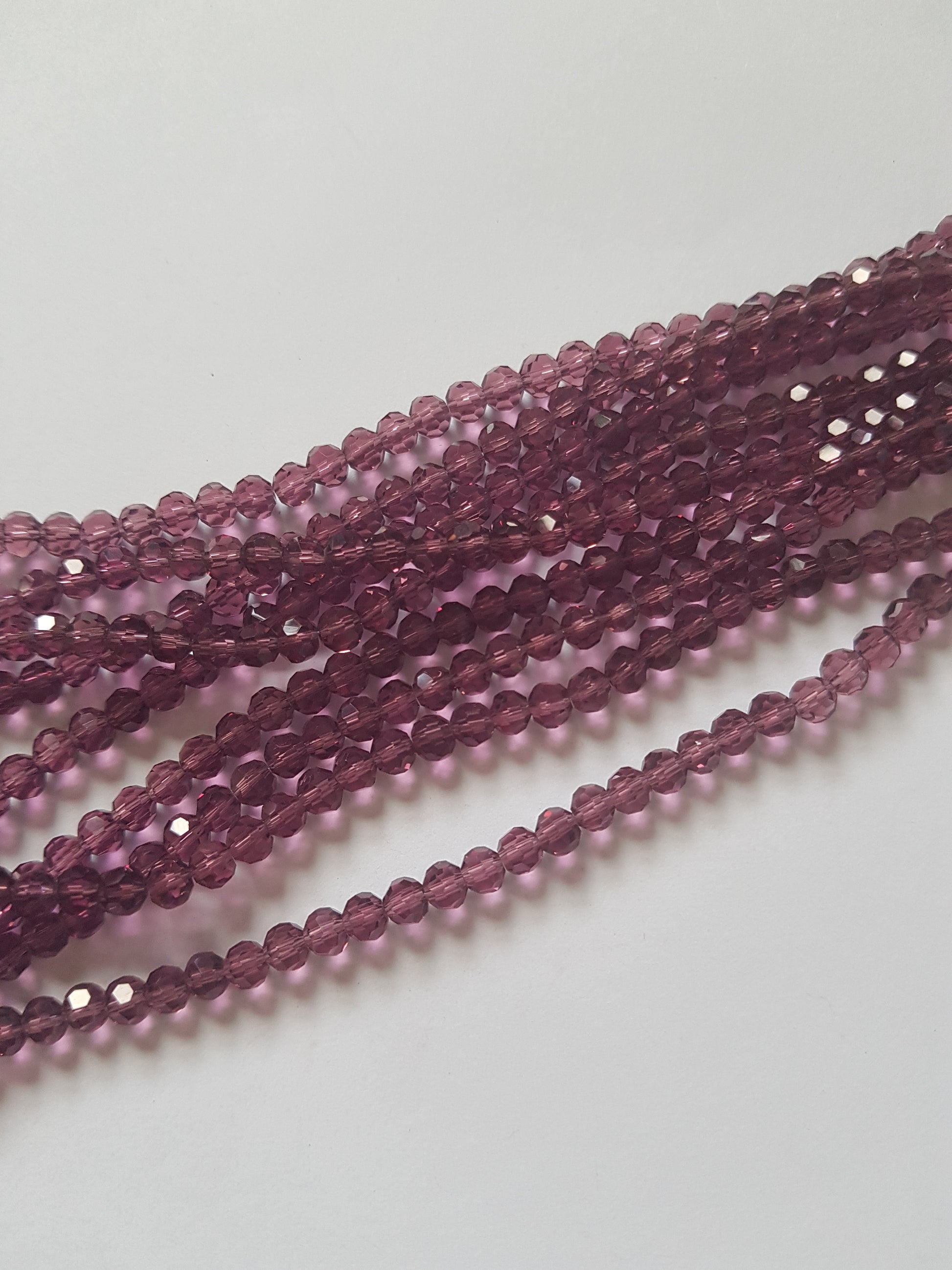 4mm faceted round glass beads - purple