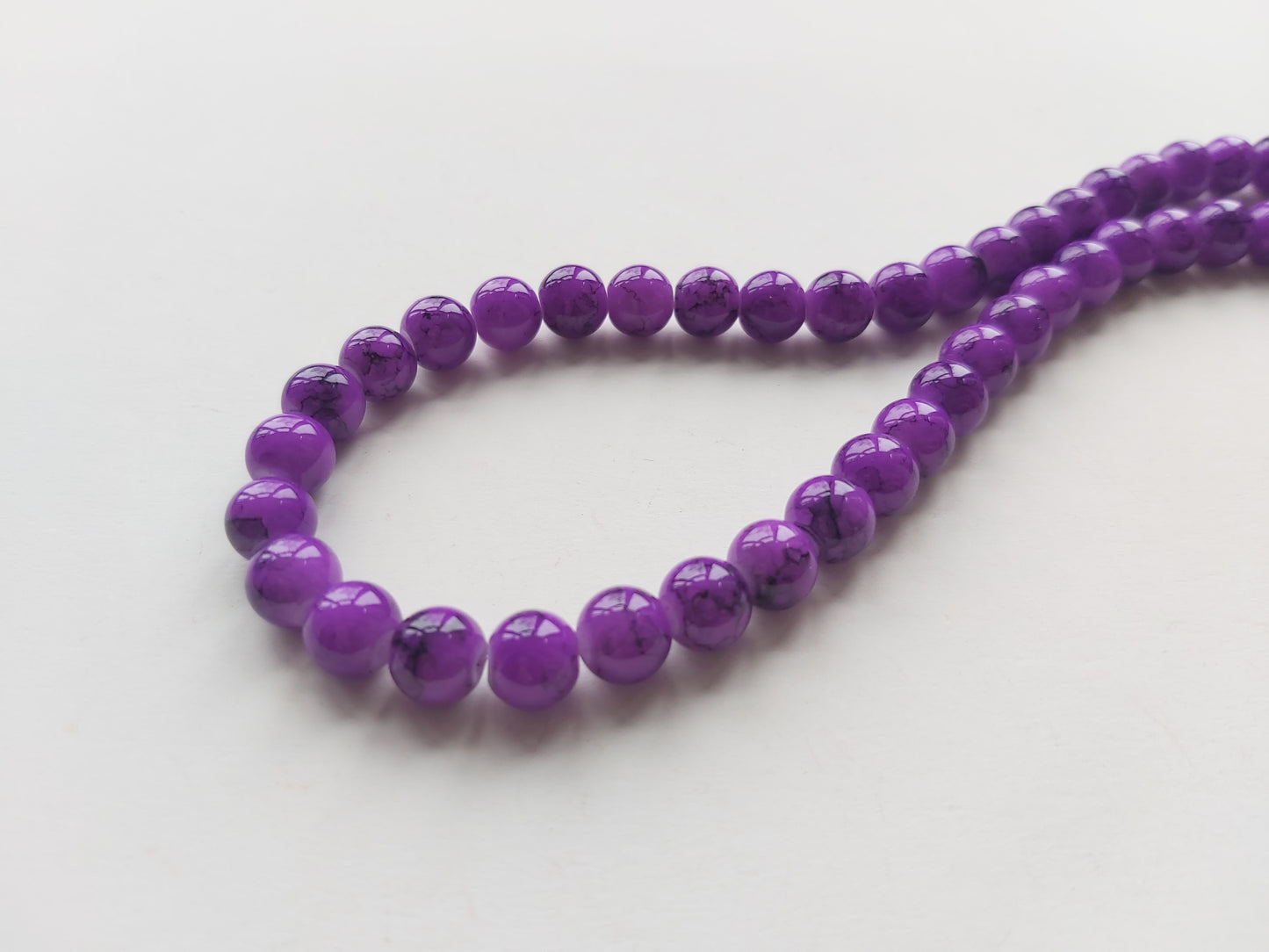 8mm mottled glass beads - purple