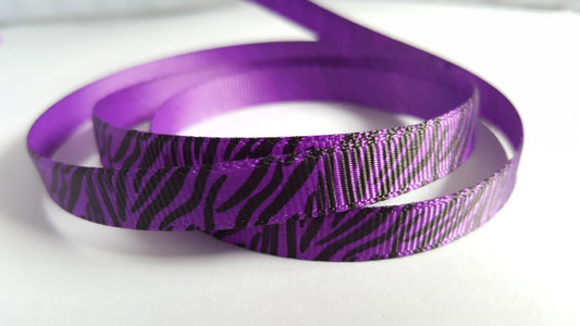 3m printed grosgrain ribbon - 9mm - zebra print - purple