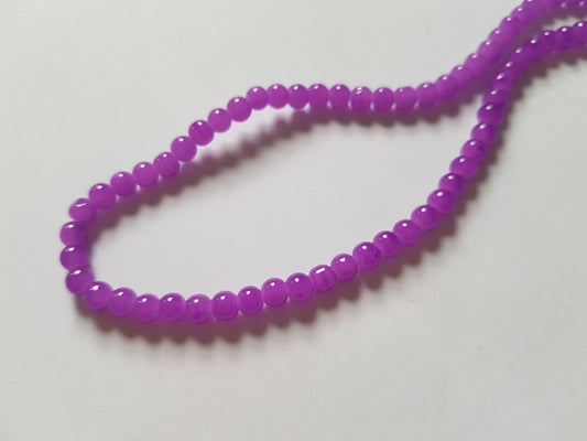 4mm imitation jade glass beads - purple