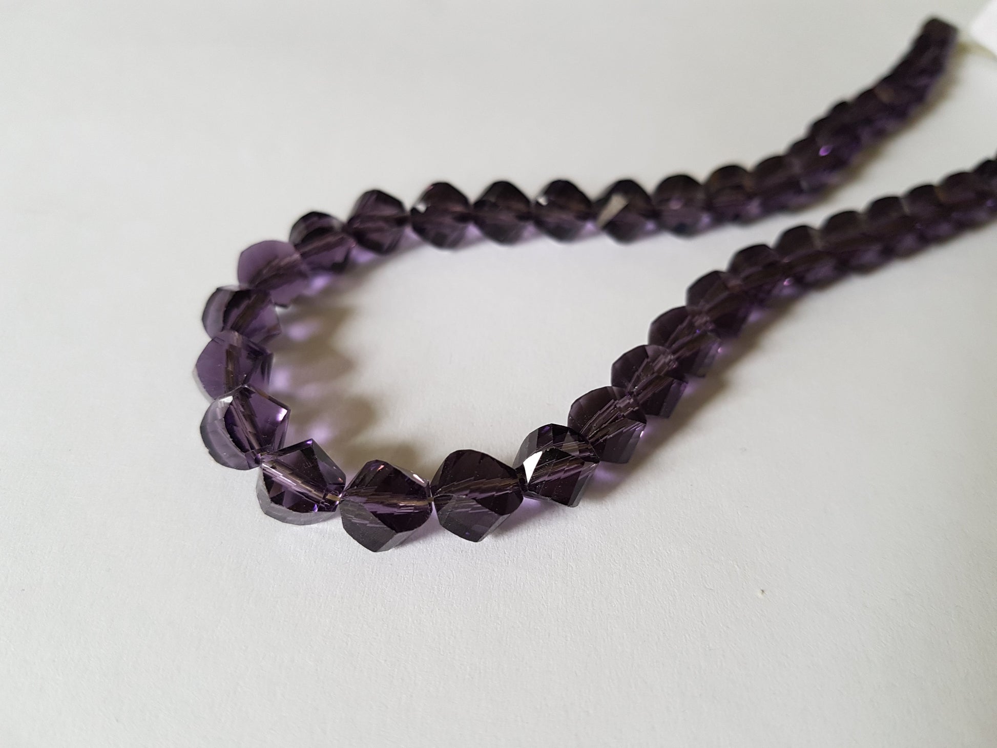 8mm glass helix beads - purple