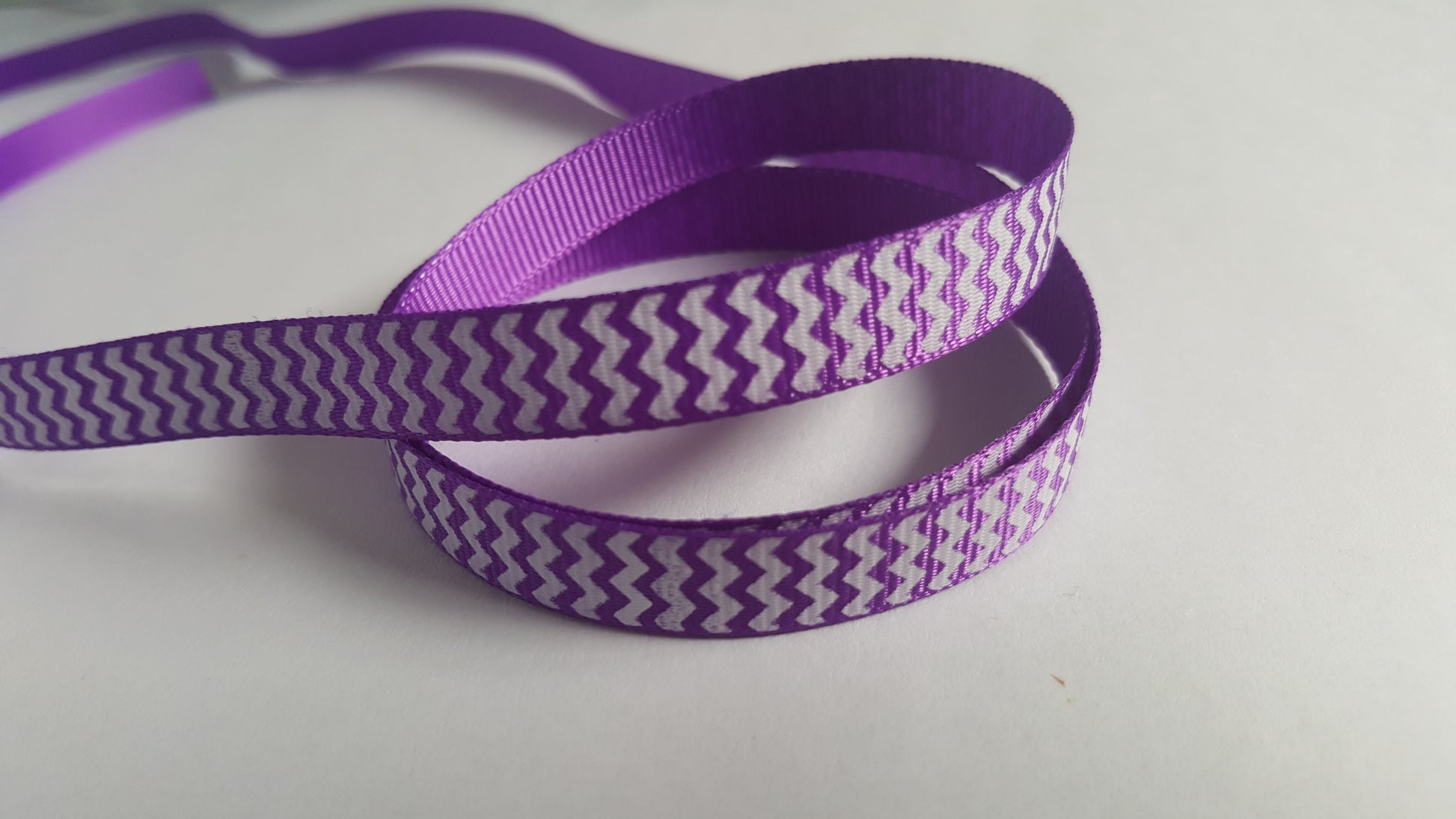 3m printed grosgrain ribbon - 9mm - chevron - purple