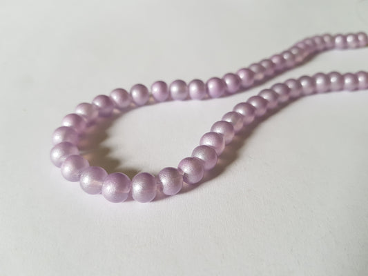 6mm pastel glass round beads - purple