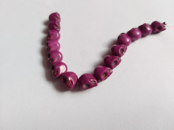 9mm turquoise skull beads - purple
