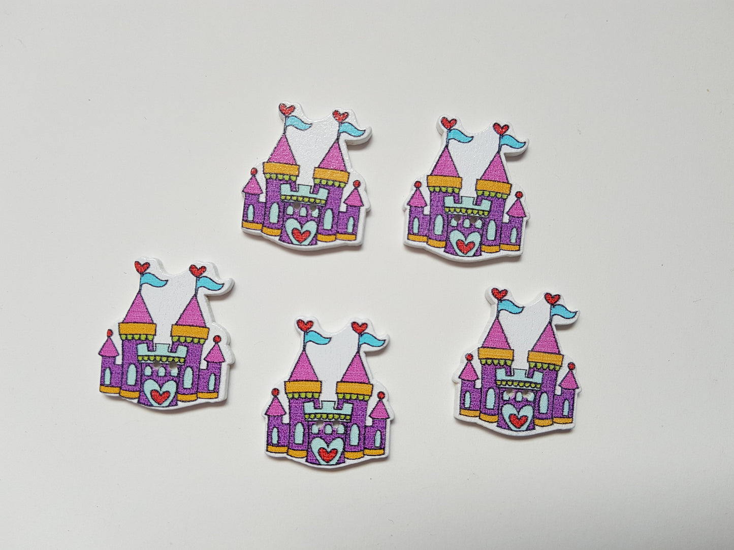 30mm wooden castle buttons - purple