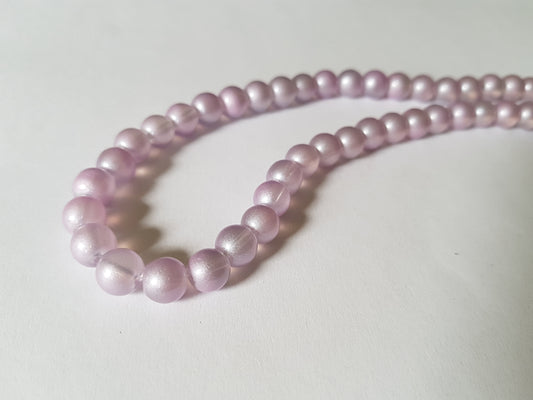 8mm pastel glass round beads - purple