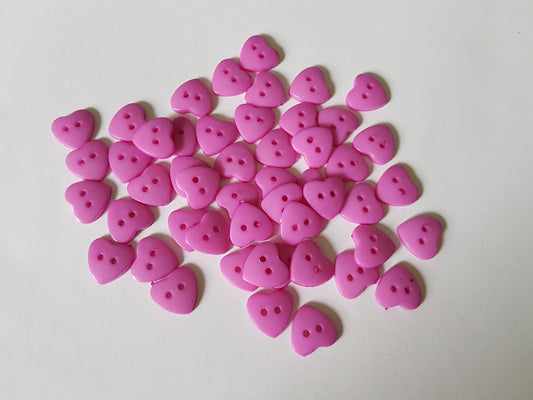 14mm acrylic heart buttons - purple