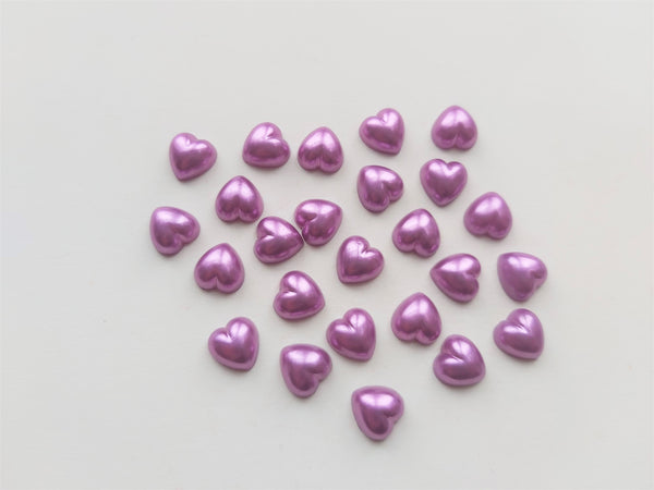 10.5mm acrylic heart pearl cabochons - purple