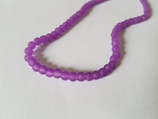 4mm frosted glass beads - purple 