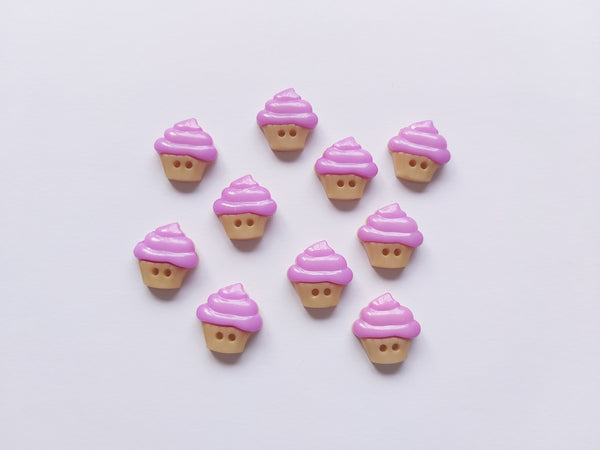 16mm 2-hole acrylic cupcake buttons - purple