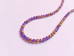 4mm half-plated crackle glass beads - purple (gold plating)