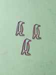 purple penguin paper clips (set of 3) 