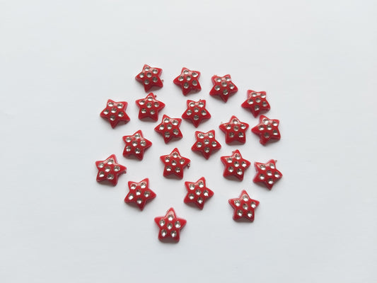 11mm acrylic star cabochons - red