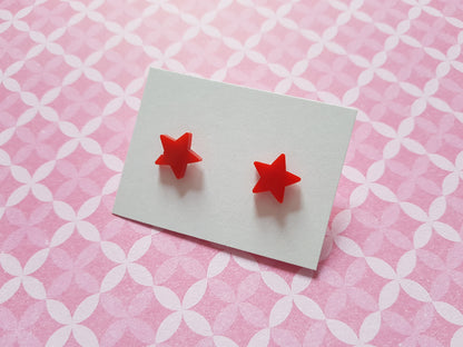 star stud earrings - red