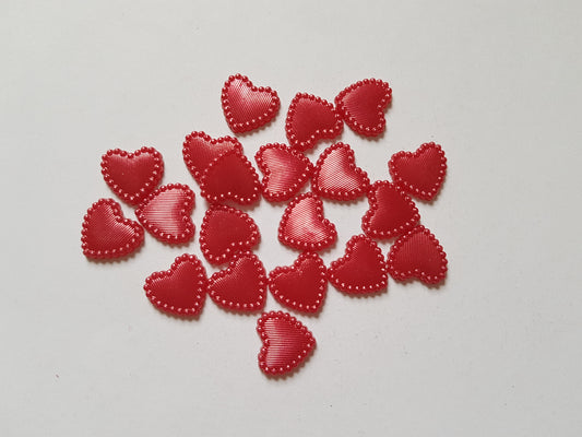 14mm acrylic pearl heart cabochons - red