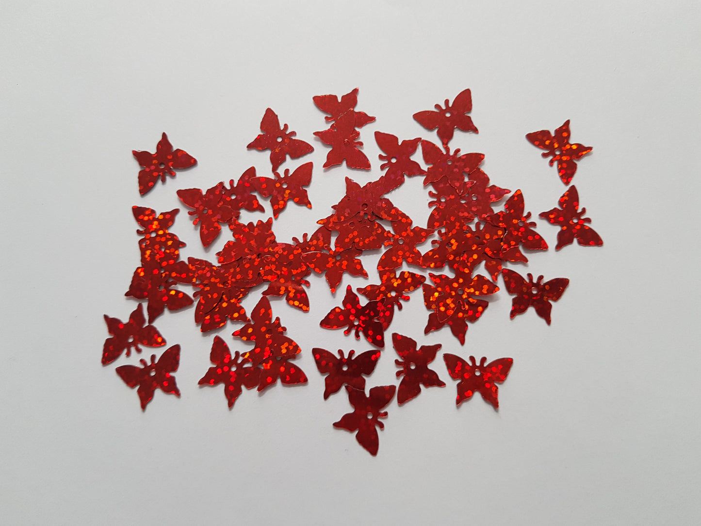 17mm holographic butterfly sequins - red 