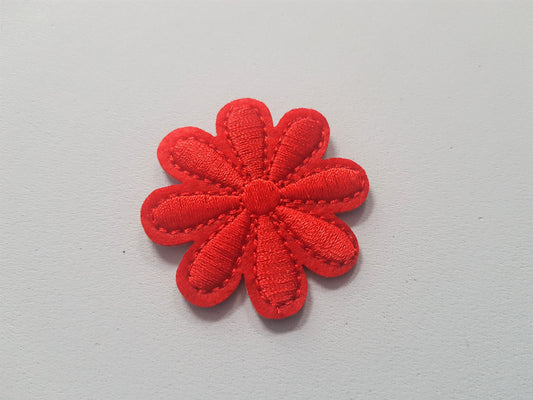 43mm iron-on flower applique - red